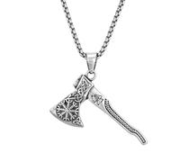 SDFXCDR personalised necklace，Trendy Nordic Rune Viking Battle Axe Pendant Necklace Charming Men's Necklace Retro Jewelry Accessorie Festival Gift
