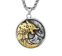 SDFXCDR personalised necklace，Viking Wolf Head Crow Dominant European and American Pendant Men's Personalized Creative Pendant Necklace gift