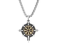 SDFXCDR personalised necklace，Vintage Viking Vegvisir Compass Pendant Necklaces For Men Nordic Amulet Necklace Fashion Jewelry gift