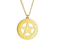 SDFXCDR personalised necklace，Wiccan Pentagram Pentacle Pagan Necklace Runes Star Hollow Out Pendant Supernatural Amulet Jewelry Gifts