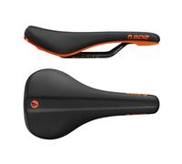SDG Bel Air 3.0 Lux-Alloy Rail Saddle - Black Microfibre Top/Orange Base, 260 x 140 mm - Trail & Enduro MTB Seat with Rear Rise Comfort