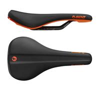 SDG Bel Air 3.0 Lux-Alloy Rail Saddle - Black Microfibre Top/Orange Base, 260 x 140 mm - Trail & Enduro MTB Seat with Rear Rise Comfort