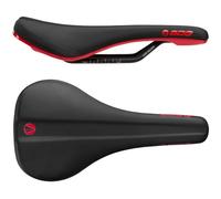 SDG Bel-Air V3 Red Base MTB Saddle - Black Microfibre Top | Trail, Gravel & Urban Cycling Comfort Saddle with Ergonomic Cut-Out & Lux-Alloy Rails