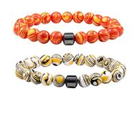 SDGBCXD Anti-Anxiety Bracelets, Reduces Alcohol Cravings,Relieves Anxiety & Withdrawal Stress,Natural Support for Quitting Drinking(Orange yellow+yellow black white)
