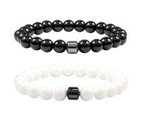 SDGBCXD Anti-Anxiety Bracelets, Reduces Alcohol Cravings,Relieves Anxiety & Withdrawal Stress,Natural Support for Quitting Drinking(Bright black+pure white)