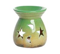 SDGBCXD Aromatherapy burner, Star And Moon Motifs For Creating Peaceful Ambiances At Homes Handmade Ceramic Holders(Green)