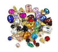 SDGBCXD Christmas decorations, DIY Handmade Bulk 50Pcs/Bag Mix Shape Crystal Stones Setting Glass Rhinestone Sew On Bags/Shoes/Clothes(Mix Color)