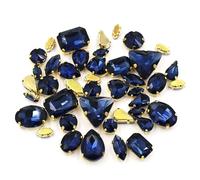 SDGBCXD Christmas decorations, DIY Handmade Bulk 50Pcs/Bag Mix Shape Crystal Stones Setting Glass Rhinestone Sew On Bags/Shoes/Clothes(Ink Blue)