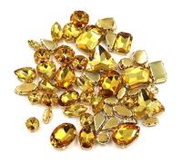 SDGBCXD Christmas decorations, DIY Handmade Bulk 50Pcs/Bag Mix Shape Crystal Stones Setting Glass Rhinestone Sew On Bags/Shoes/Clothes(Gold Yellow)