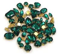 SDGBCXD Christmas decorations, DIY Handmade Bulk 50Pcs/Bag Mix Shape Crystal Stones Setting Glass Rhinestone Sew On Bags/Shoes/Clothes(Emerald)