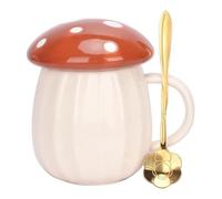 SDGBCXD Christmas decorations, With Lid and Flower Spoon, Kawaii Tea Cup, 250ml/8oz Funny for Milk, Gift for Women, Girl,Christmas, Birthdays(Bruin)