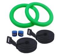 SDGBCXD gymnastic rings, Professional Gymnastic Ring Pull up Gym Ring With Adjustable Strap Workout For Home Gym Body Strength Muscle Training(Green with strap)