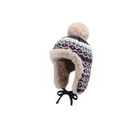SDGBCXD hat， Knit Pom Beanie Soft Warm Fleece Lined Earflap Jacquard Knited Outdoor Ski Cap(Navy Blue)