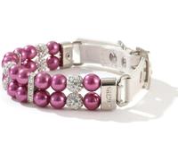SDGBCXD Hundhalsband， Luxury Dog Collar Handmade Pearls Adjustable PU Leather Elegant Cat Collars with Crystal Rhinestone(Purple,XS)