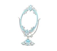 SDGBCXD mirror, Desktop Large Double-sided Makeup Mirror Retro High-definition Desktop Makeup Mirror Beauty Mirror Tabletop Cosmetic Mirror(Blue)