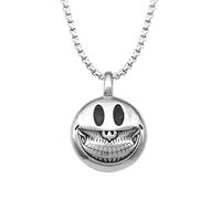 SDGBCXD necklace， Classic Smiley & Dark Pop Art Edgy Angular Laugh Pendant Double-Sided Same Design(Laugh Silver)