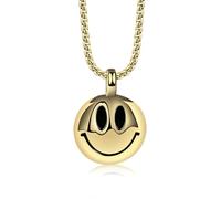 SDGBCXD necklace， Classic Smiley & Dark Pop Art Edgy Angular Laugh Pendant Double-Sided Same Design(Smiley Gold)