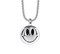SDGBCXD necklace， Classic Smiley & Dark Pop Art Edgy Angular Laugh Pendant Double-Sided Same Design(Smiley Silver)