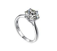 SDGBCXD ring， 18K Gold Ring Band Promise for Her 1ct White Six Claws Crown Moissanite Round Anniversary Rings(2ct,V 1/2)