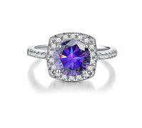 SDGBCXD ring， 2ct Moissanite D Color VVS1 Diamond 925 Sterling silver Wedding Anniversary Promise Engagement(Purple,9)