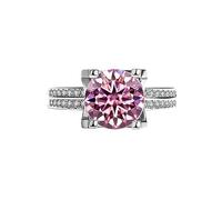 SDGBCXD ring， 3ct for Women D Color VVS1 925 Sterling Silver Diamond Red/Green/Pink Moissanite Engagement(Pink,6)