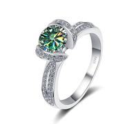 SDGBCXD ring， Moissanite Engagement Ring for Women,1 ct D Color VVS1 Yellow/Blue/Pink Diamond(Blue Green,5)