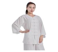 SDGBCXD tai chi clothing， Cotton Linen Taichi Uniform Womens Stretch Martial Arts Suit Kung Fu Clothes Chinese Traditional Morning Exercises Clothing Half-Sleeve Tai Chi Pants(Wit,XS S)
