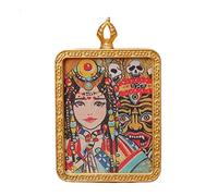 SDGBCXD Thangka Pendant, Buddha Pendant Necklace Buddhist Thangka Long Praying Necklace Handmade Braided Rope Chain