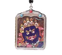 SDGBCXD Thangka Pendant, Buddha Pendant Necklace Buddhist Thangka Long Praying Necklace Handmade Braided Rope Chain