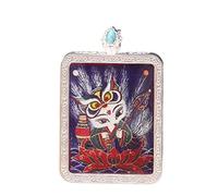 SDGBCXD Thangka Pendant, Buddha Pendant Necklace Buddhist Thangka Long Praying Necklace Handmade Braided Rope Chain