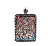 SDGBCXD Thangka Pendant, Buddha Pendant Necklace Buddhist Thangka Long Praying Necklace Handmade Braided Rope Chain
