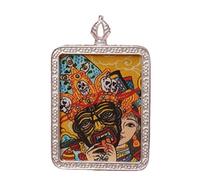 SDGBCXD Thangka Pendant, Buddha Pendant Necklace Buddhist Thangka Long Praying Necklace Handmade Braided Rope Chain