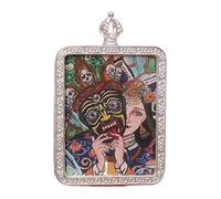 SDGBCXD Thangka Pendant, Buddha Pendant Necklace Buddhist Thangka Long Praying Necklace Handmade Braided Rope Chain