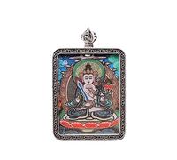 SDGBCXD Thangka Pendant, Buddha Pendant Necklace Buddhist Thangka Long Praying Necklace Handmade Braided Rope Chain