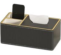 SDGBCXD Tissue box， Leather Tissue Box Cover 1-2 Compartments Multicolor(Black Two Grids)
