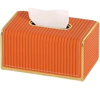 SDGBCXD Tissue box， Leather Tissue Box Cover 1-2 Compartments Multicolor(Orange Single Grid)