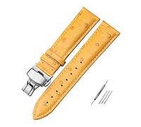 SDGBCXD watch strap, Leat 12-24mm Colorful Ostrich Pattern Genuine Leather Watch Strap Bracelet Replacement Pin Clasp Watchband(Light Yellow B Type 2)