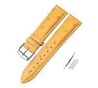 SDGBCXD watch strap, Leat 12-24mm Colorful Ostrich Pattern Genuine Leather Watch Strap Bracelet Replacement Pin Clasp Watchband(Light Yellow A)