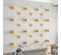 sdgERYEeg cat shelves， Indoor Solid Wood Wall-Mounted Cat Climbing Frame Set, Shelves Jumping Platform Nest(Style3)