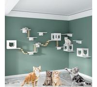 sdgERYEeg cat shelves， Wall-Mounted Cat Climbing Frame, Stylish Wall Set, Versatile Shelves, Save Space, Install with Ease(Style1)