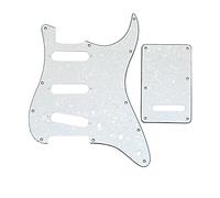 sdhengyee SSS 11 Hole Strat Electric Guitar Pickguard and BackPlate Set for Fender US/Mexico Made Standard Stratocaster Modern Style Guitar Parts, White Pearl