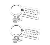 Sdhgerh 2pcs New Home Keyring Gift for Couples, First House Key Chain for Boyfriend Girlfriend, Moving in Together Present for Husband Wife, Housewarming Christmas Birthday Valentines Gift for Him Her