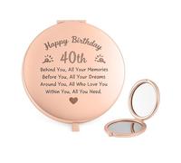 Sdhgerh 40th Birthday Gifts for Women Compact Pocket Makeup Mirror Unique 40th Happy Birthday Gifts for Her Rose Gold (Mirror - 40th)