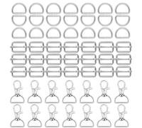 Sdhgerh 60pcs Heavy Duty Metal Bag Making Hardware Kit, Assortment of D Rings, Tri-Glide Buckles, Swivel Carabiners, Snap Hooks for DIY Pet Collars Straps and Sewing