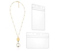 Sdhgerh Lanyard with 2 Card Holders ID Alloy Retractable Lanyard with Horizontal and Vertical Holders Elegant Office Accessory for Teachers Office Workers Travelers