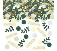 Sdhgerh Pack of 200 "Alles Gute zur Jugendweihe" Decoration Green Gold Confetti with Leaves and Dots Motifs Confetti Decoration Youth Consecration Decoration for Boys and Girls Table Decoration Youth