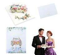 Sdhgerh Wedding Card Vintage Car with Bride and Groom 3D Pop Up Wedding Anniversary Card Beautiful Anniversary Card for Bride and Groom Couples Wife Husband Include Envelope