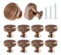 sdhiiolp 10 Pcs Cabinet Knob Matte Champagne Bronze Gold Metal Round Knurled Wardrobe Knobs Door Kitchen Hardware Cupboard Knobs with Screws Handles for Drawer Dresser, Cupboard and Wardrobe