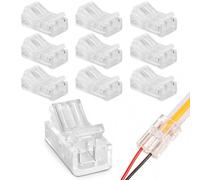 sdhiiolp 10Pcs 2 Pin 8mm Cob Led Strip Light Connectors, Led Connector 2 Pin to Wire Quick Connectors Adapter for Single Color Cob Led Strip Lights