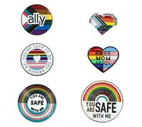 sdhiiolp 6 Pcs Pride Badges, LGBTQ Progress Pride Flag Ally Enamel Pins, Lesbian, Gay, Trans Rainbow Brooch for Various Parties, Celebrations